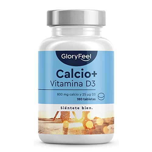 Calcio-800mg-Vitamina-D3-1000-UI-180-Tabletas-vegetarianas-Mantenimiento-de-dientes-huesos-y-musculos-normales-Efecto-sinergico-entre-el-Calcio-y-la-Vitamina-D-Sin-aditivos-0
