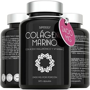 Colágeno Marino Hidrolizado – 2400 mg Colageno Puro con Ácido Hialurónico y Vitamina C – 120 Cápsulas – Tabletas de Péptidos de Colágeno Tipo 1