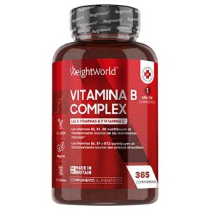 Vitamina B Complex con Vitamina C, 365 Comprimidos para 1 Año Alta Concentración Vitaminas del Grupo B Vegano – Complejo Vitamínico B con Biotina, B1, B2, B3, B5, B6, Vitamina B12 y Ácido Fólico