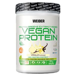 Weider Vegan Protein, Sabor, Proteína 100% Vegetal de Guisantes (Pisane) y Arroz, Sin Gluten, Sin Lactosa, Sin Aceite de Palma, Blanco Vainilla, 750 Gramos