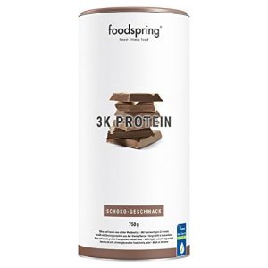 foodspring Proteína 3K, Chocolate, 750g, La mezcla de proteínas en polvo ideal de 3 fuentes de proteína, para cualquier deportista